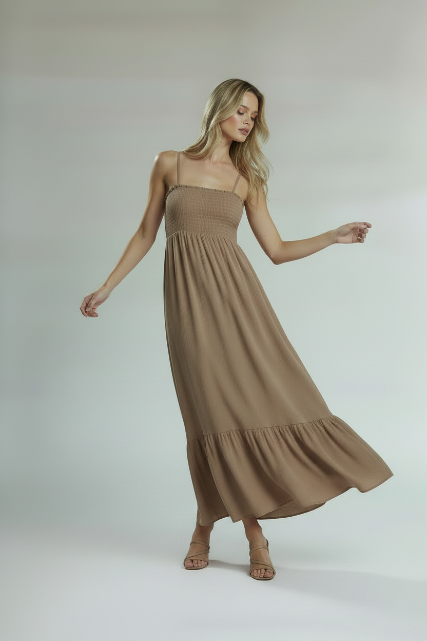 Sukienka taupe maxi